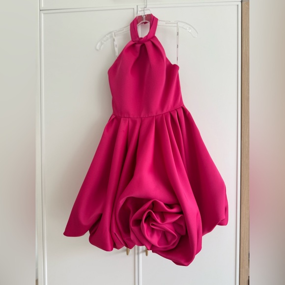 Mac Duggal High Nech Sleeveless Bubble Hem Mini Dress Fuchsia Size 2 - Picture 6 of 17